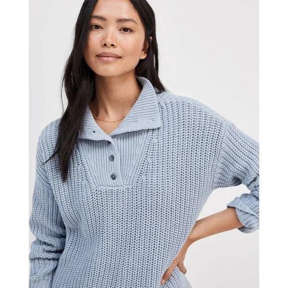 Haven Well Within Size XXL Button-Up Mock Neck Sweater in Breeze Blue NEW! - Picture 2 of 7